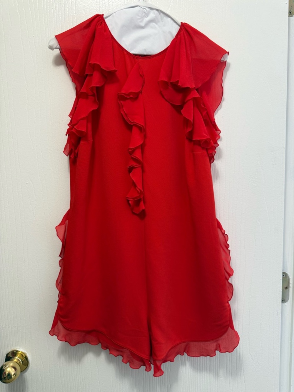 Giamba Giambattista Valli Red Silk Ruffle Romper Designer Luxury Size 42/Small